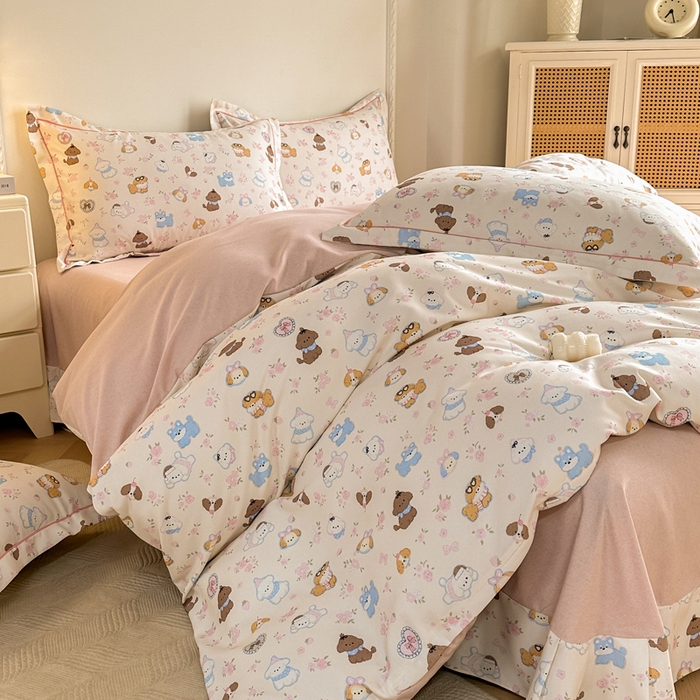 91家纺网 家纺一手货源 找家纺 凌鼎  2026新款混纺加厚磨毛四件套 多啦