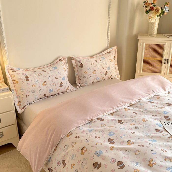 91家纺网 家纺一手货源 找家纺 凌鼎  2026新款混纺加厚磨毛四件套 多啦