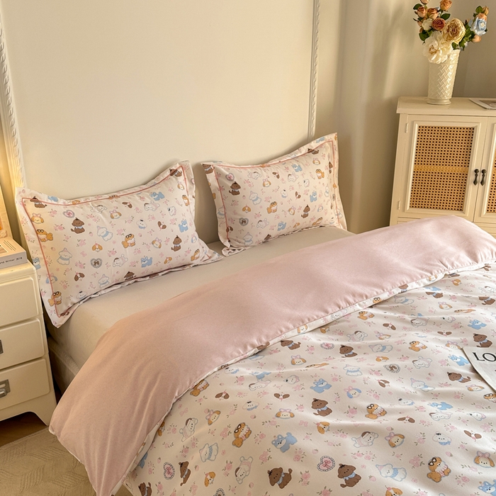 91家纺网 家纺一手货源 找家纺 凌鼎  2026新款混纺加厚磨毛四件套 多啦