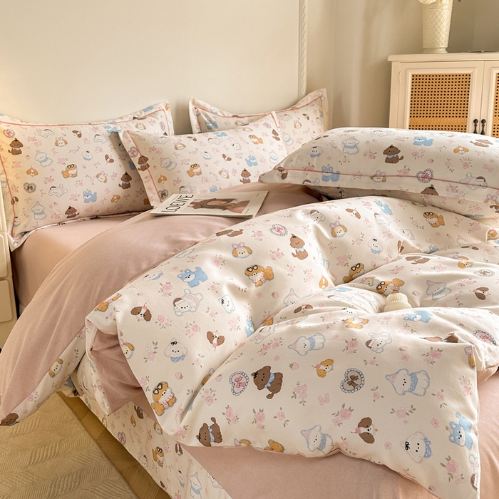 91家纺网 家纺一手货源 找家纺 凌鼎  2026新款混纺加厚磨毛四件套 多啦