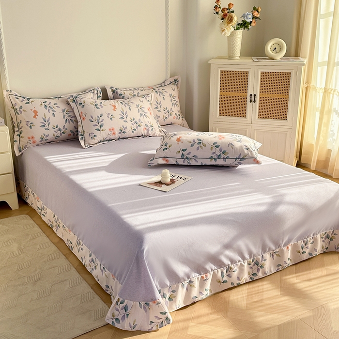 91家纺网 家纺一手货源 找家纺 凌鼎  2026新款混纺加厚磨毛四件套 海棠花语