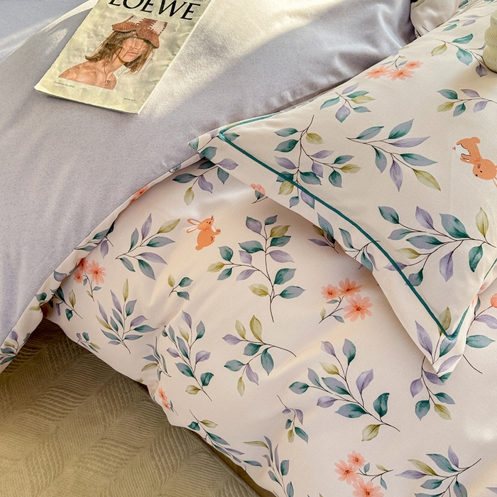 91家纺网 家纺一手货源 找家纺 凌鼎  2026新款混纺加厚磨毛四件套 海棠花语