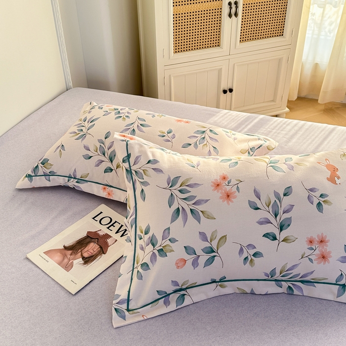 91家纺网 家纺一手货源 找家纺 凌鼎  2026新款混纺加厚磨毛四件套 海棠花语