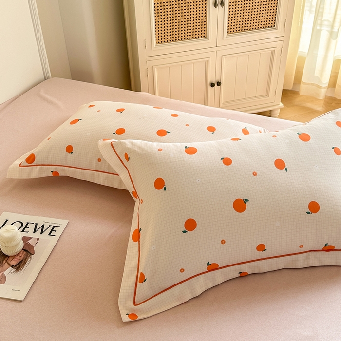 91家纺网 家纺一手货源 找家纺 凌鼎  2026新款混纺加厚磨毛四件套 桔朵