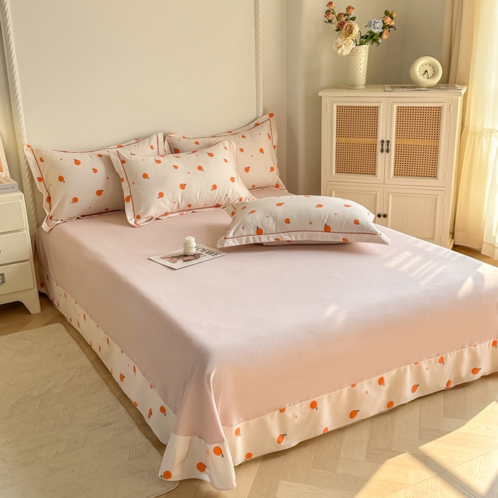 91家纺网 家纺一手货源 找家纺 凌鼎  2026新款混纺加厚磨毛四件套 桔朵