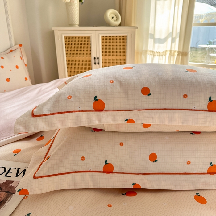 91家纺网 家纺一手货源 找家纺 凌鼎  2026新款混纺加厚磨毛四件套 桔朵