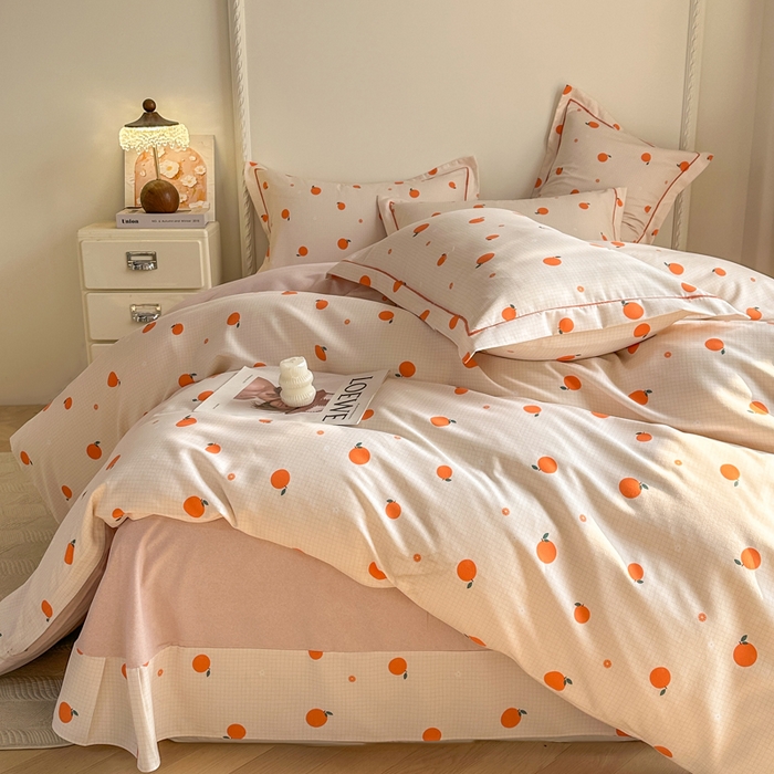 91家纺网 家纺一手货源 找家纺 凌鼎  2026新款混纺加厚磨毛四件套 桔朵