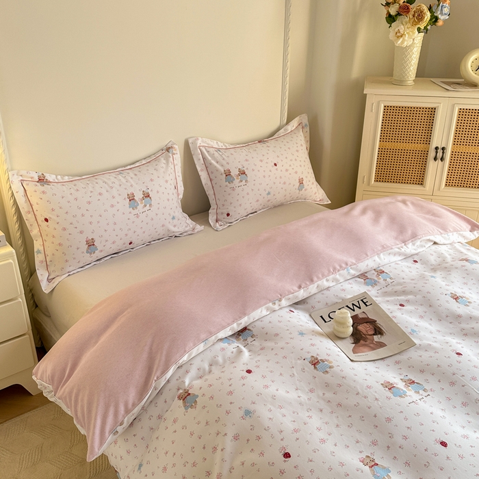 91家纺网 家纺一手货源 找家纺 凌鼎  2026新款混纺加厚磨毛四件套 凯蒂