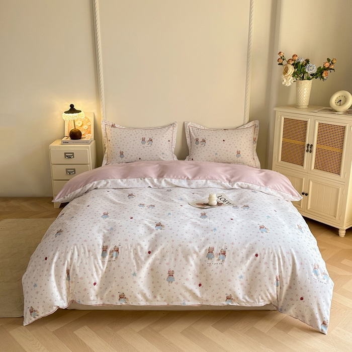 91家纺网 家纺一手货源 找家纺 凌鼎  2026新款混纺加厚磨毛四件套 凯蒂