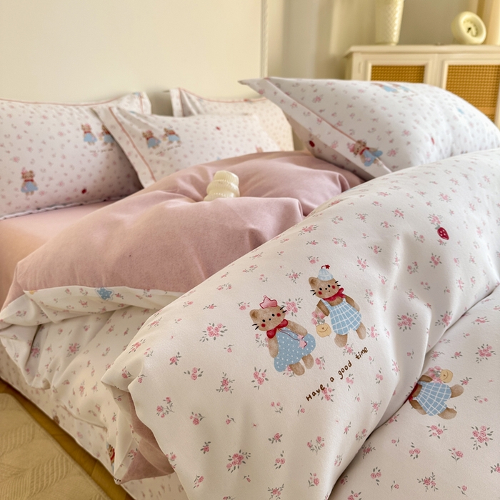 91家纺网 家纺一手货源 找家纺 凌鼎  2026新款混纺加厚磨毛四件套 凯蒂