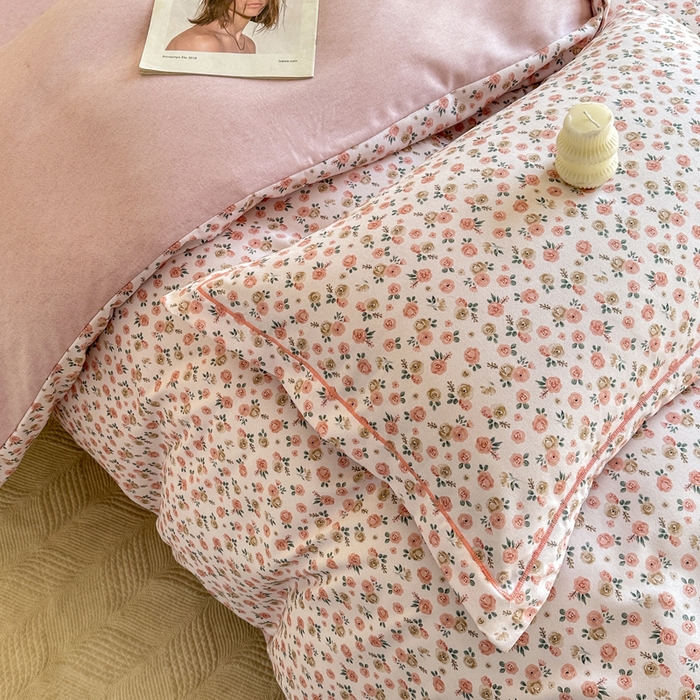 91家纺网 家纺一手货源 找家纺 凌鼎  2026新款混纺加厚磨毛四件套 玫瑰故事