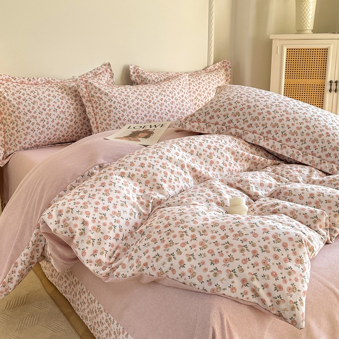 91家纺网 家纺一手货源 找家纺 凌鼎  2026新款混纺加厚磨毛四件套 玫瑰故事