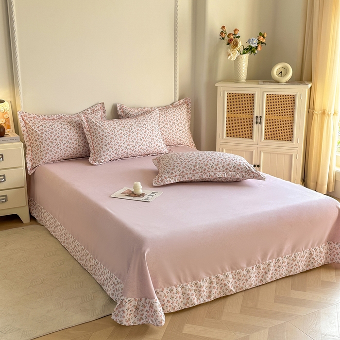 91家纺网 家纺一手货源 找家纺 凌鼎  2026新款混纺加厚磨毛四件套 玫瑰故事