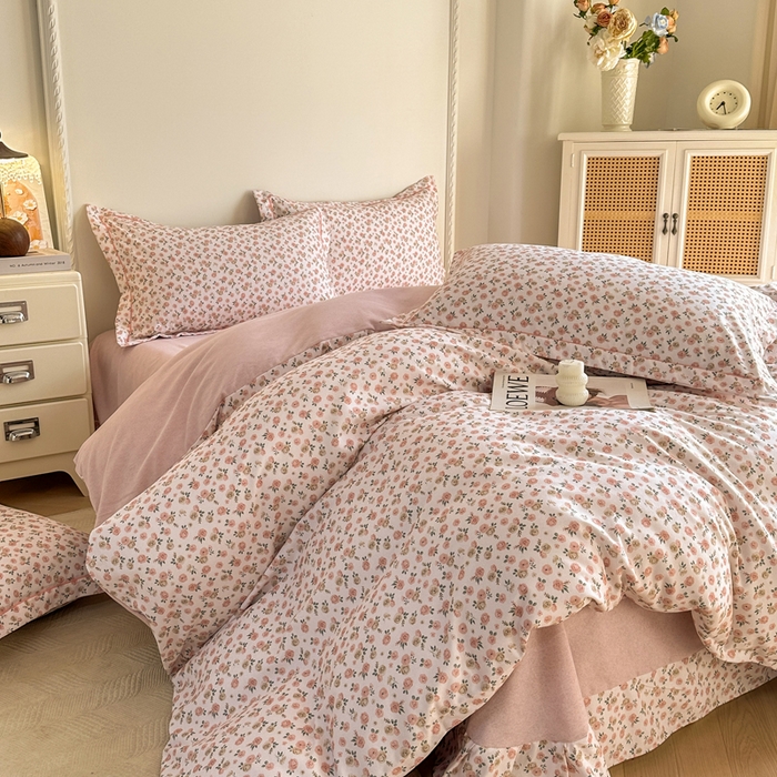 91家纺网 家纺一手货源 找家纺 凌鼎  2026新款混纺加厚磨毛四件套 玫瑰故事