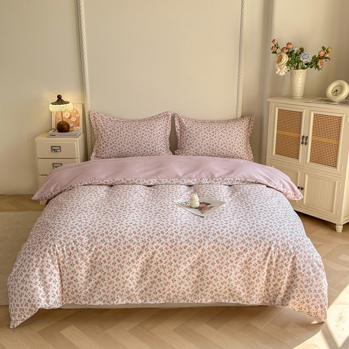 91家纺网 家纺一手货源 找家纺 凌鼎  2026新款混纺加厚磨毛四件套 玫瑰故事