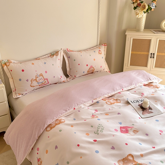 91家纺网 家纺一手货源 找家纺 凌鼎  2026新款混纺加厚磨毛四件套 蜜糖