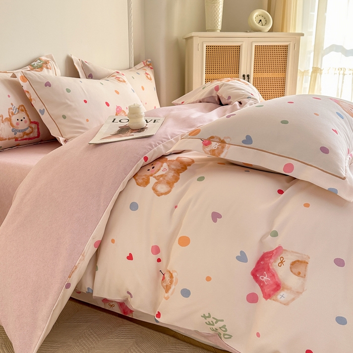 91家纺网 家纺一手货源 找家纺 凌鼎  2026新款混纺加厚磨毛四件套 蜜糖