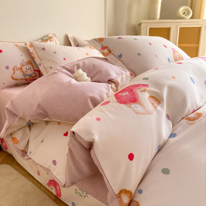 91家纺网 家纺一手货源 找家纺 凌鼎  2026新款混纺加厚磨毛四件套 蜜糖