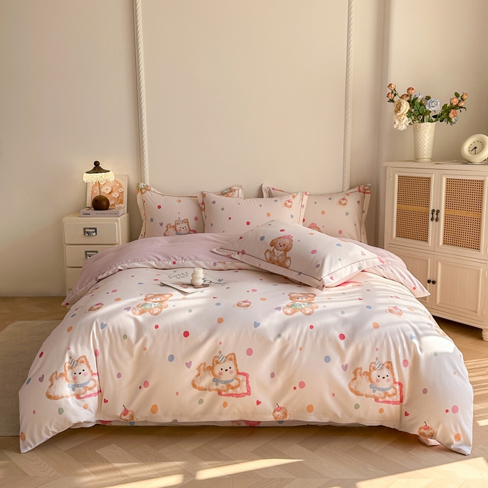 91家纺网 家纺一手货源 找家纺 凌鼎  2026新款混纺加厚磨毛四件套 蜜糖