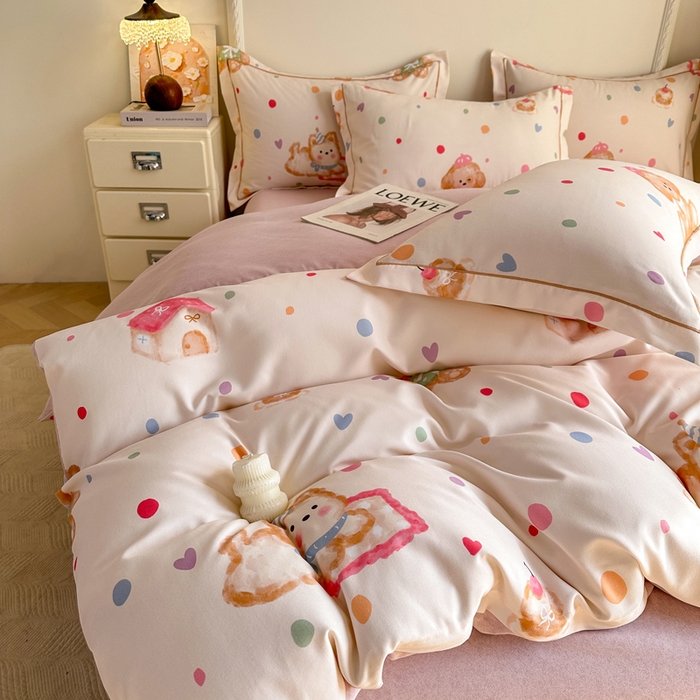 91家纺网 家纺一手货源 找家纺 凌鼎  2026新款混纺加厚磨毛四件套 蜜糖