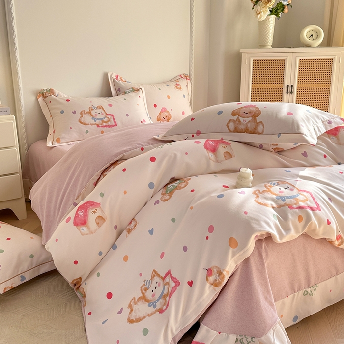 91家纺网 家纺一手货源 找家纺 凌鼎  2026新款混纺加厚磨毛四件套 蜜糖