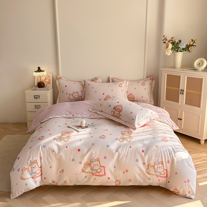 91家纺网 家纺一手货源 找家纺 凌鼎  2026新款混纺加厚磨毛四件套 蜜糖