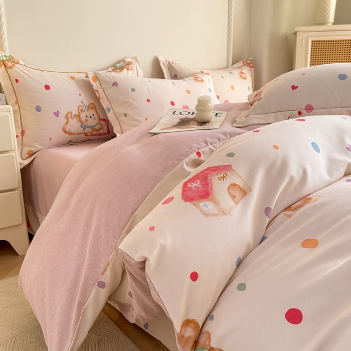 91家纺网 家纺一手货源 找家纺 凌鼎  2026新款混纺加厚磨毛四件套 蜜糖