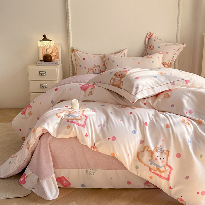 91家纺网 家纺一手货源 找家纺 凌鼎  2026新款混纺加厚磨毛四件套 蜜糖