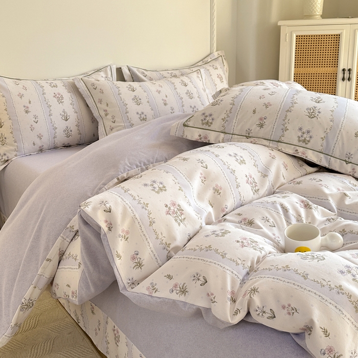 91家纺网 家纺一手货源 找家纺 凌鼎  2026新款混纺加厚磨毛四件套 莫兰