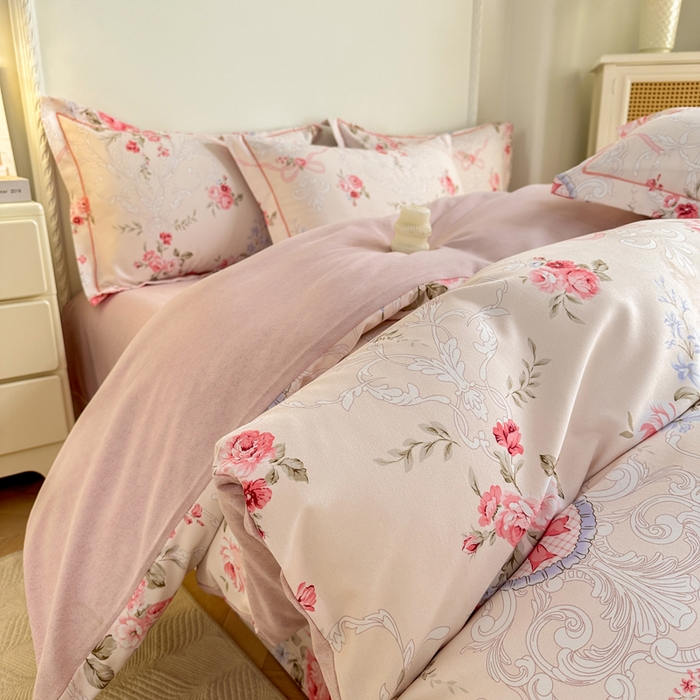 91家纺网 家纺一手货源 找家纺 凌鼎  2026新款混纺加厚磨毛四件套 欧若拉