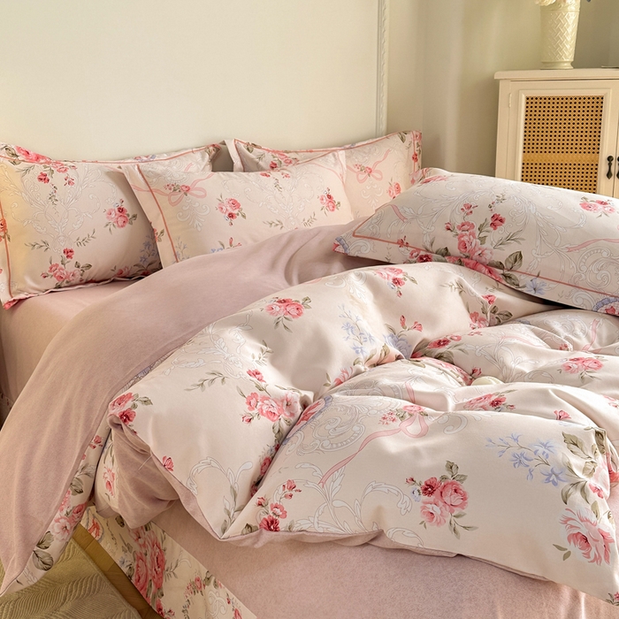 91家纺网 家纺一手货源 找家纺 凌鼎  2026新款混纺加厚磨毛四件套 欧若拉