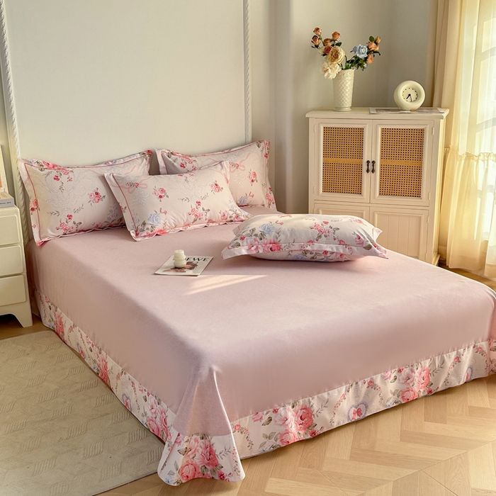 91家纺网 家纺一手货源 找家纺 凌鼎  2026新款混纺加厚磨毛四件套 欧若拉