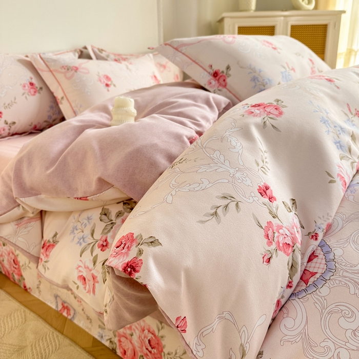 91家纺网 家纺一手货源 找家纺 凌鼎  2026新款混纺加厚磨毛四件套 欧若拉