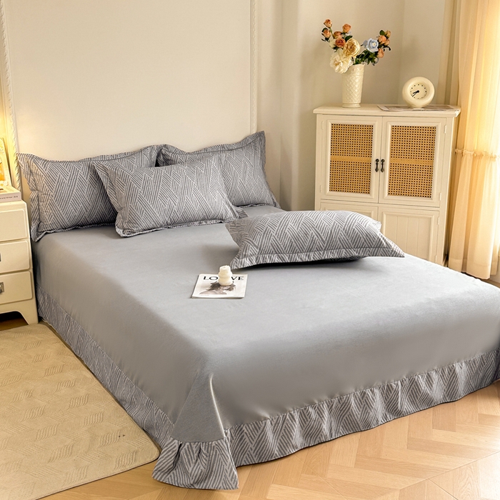 91家纺网 家纺一手货源 找家纺 凌鼎  2026新款混纺加厚磨毛四件套 乔南灰