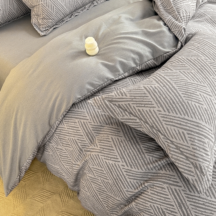 91家纺网 家纺一手货源 找家纺 凌鼎  2026新款混纺加厚磨毛四件套 乔南灰