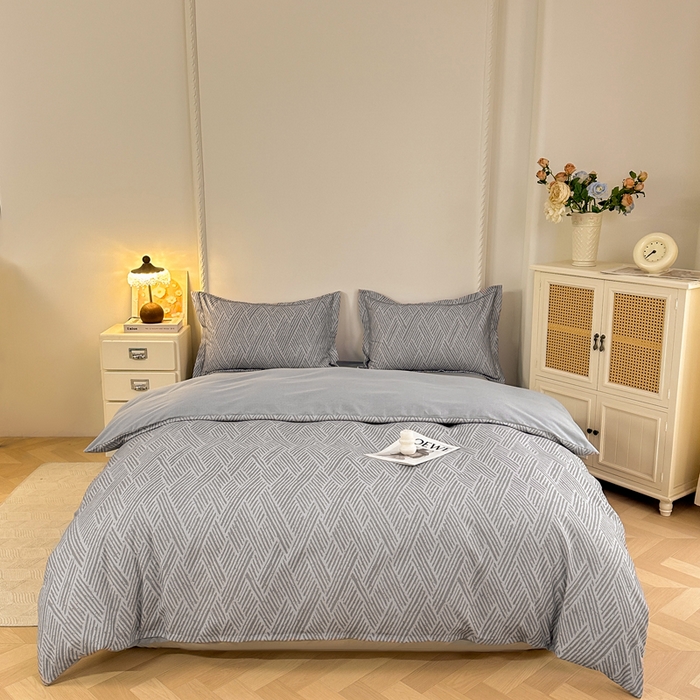 91家纺网 家纺一手货源 找家纺 凌鼎  2026新款混纺加厚磨毛四件套 乔南灰