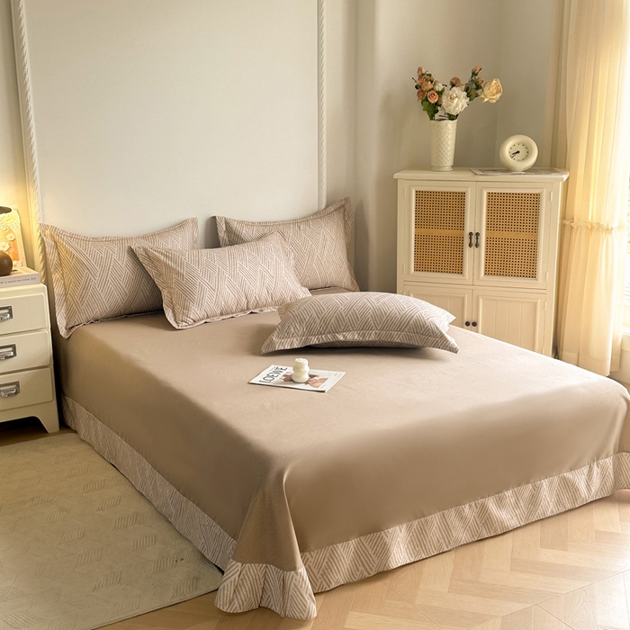 91家纺网 家纺一手货源 找家纺 凌鼎  2026新款混纺加厚磨毛四件套 乔南咖