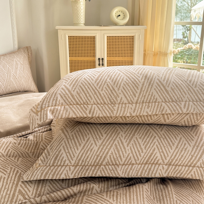 91家纺网 家纺一手货源 找家纺 凌鼎  2026新款混纺加厚磨毛四件套 乔南咖