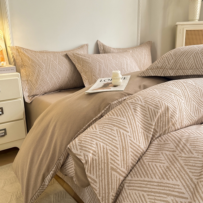 91家纺网 家纺一手货源 找家纺 凌鼎  2026新款混纺加厚磨毛四件套 乔南咖