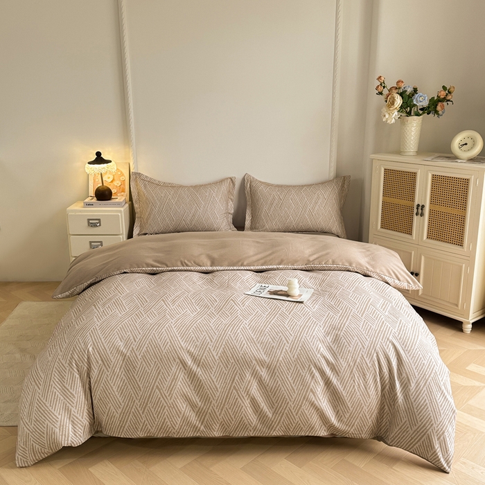 91家纺网 家纺一手货源 找家纺 凌鼎  2026新款混纺加厚磨毛四件套 乔南咖