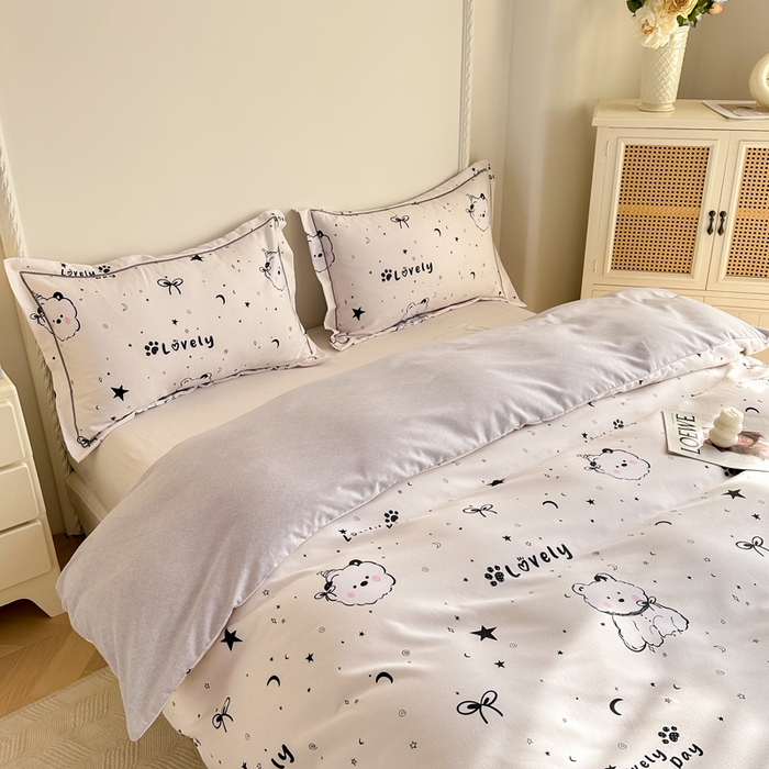 91家纺网 家纺一手货源 找家纺 凌鼎  2026新款混纺加厚磨毛四件套 西高地