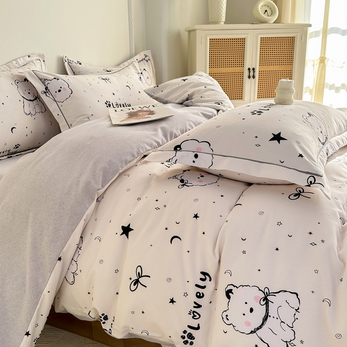 91家纺网 家纺一手货源 找家纺 凌鼎  2026新款混纺加厚磨毛四件套 西高地