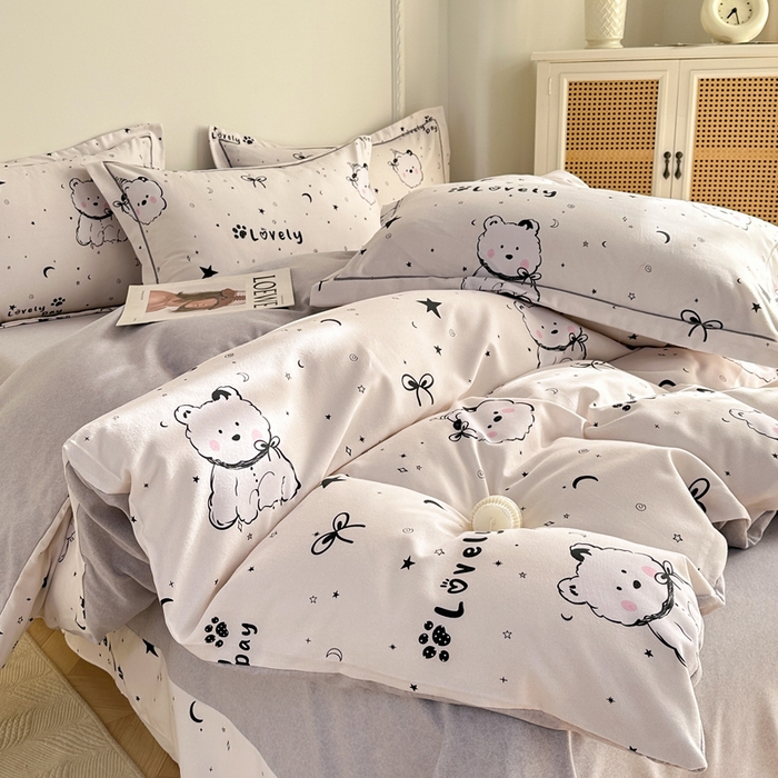 91家纺网 家纺一手货源 找家纺 凌鼎  2026新款混纺加厚磨毛四件套 西高地