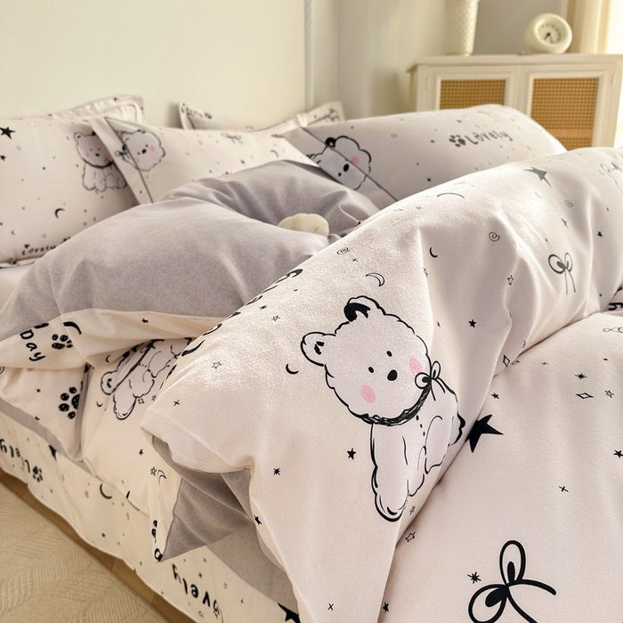 91家纺网 家纺一手货源 找家纺 凌鼎  2026新款混纺加厚磨毛四件套 西高地