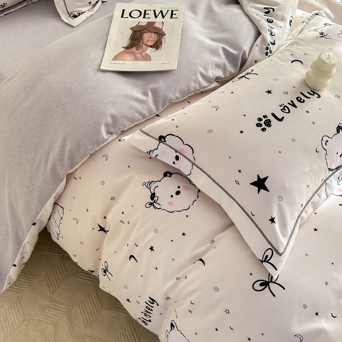 91家纺网 家纺一手货源 找家纺 凌鼎  2026新款混纺加厚磨毛四件套 西高地