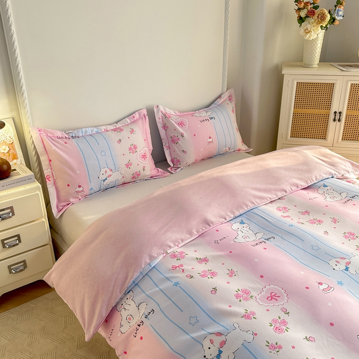 91家纺网 家纺一手货源 找家纺 凌鼎  2026新款混纺加厚磨毛四件套 幸运日