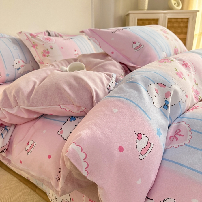 91家纺网 家纺一手货源 找家纺 凌鼎  2026新款混纺加厚磨毛四件套 幸运日