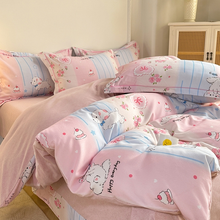 91家纺网 家纺一手货源 找家纺 凌鼎  2026新款混纺加厚磨毛四件套 幸运日