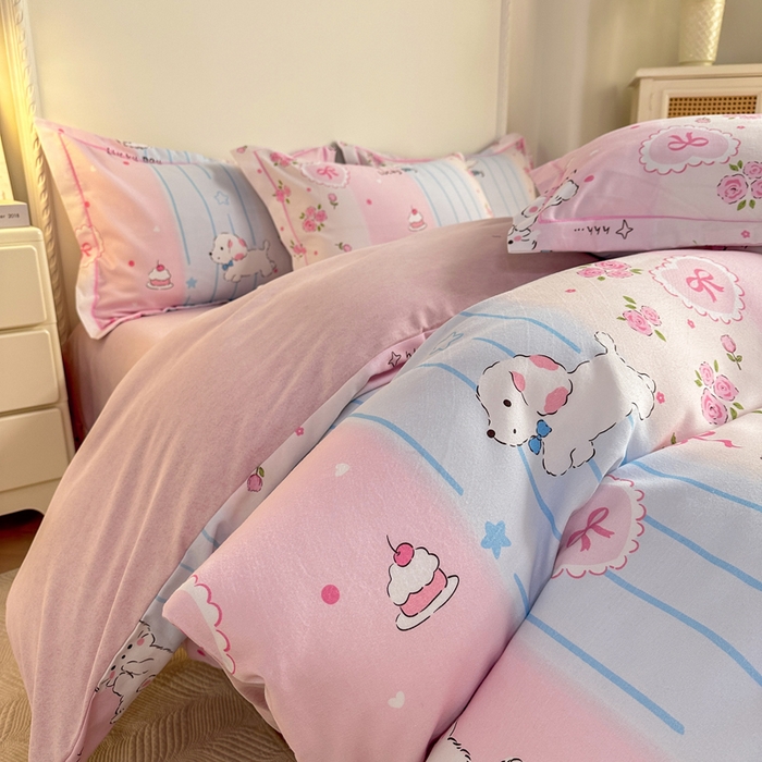 91家纺网 家纺一手货源 找家纺 凌鼎  2026新款混纺加厚磨毛四件套 幸运日