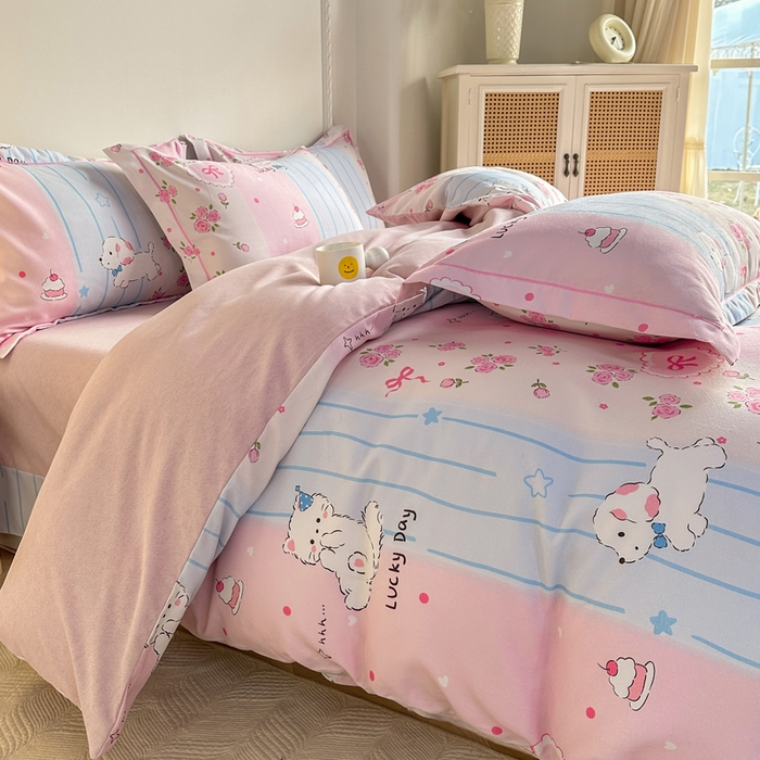 91家纺网 家纺一手货源 找家纺 凌鼎  2026新款混纺加厚磨毛四件套 幸运日